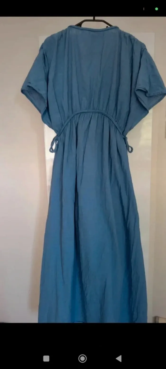 Robe longue en lin bleu Kiabi 36 - photo numéro 3
