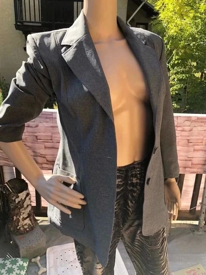 Blazer épaulettes, simple 3 boutons gris chiné - photo numéro 7