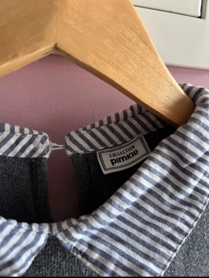 Lot deux pull chemise rose et gris mignon - photo numéro 3