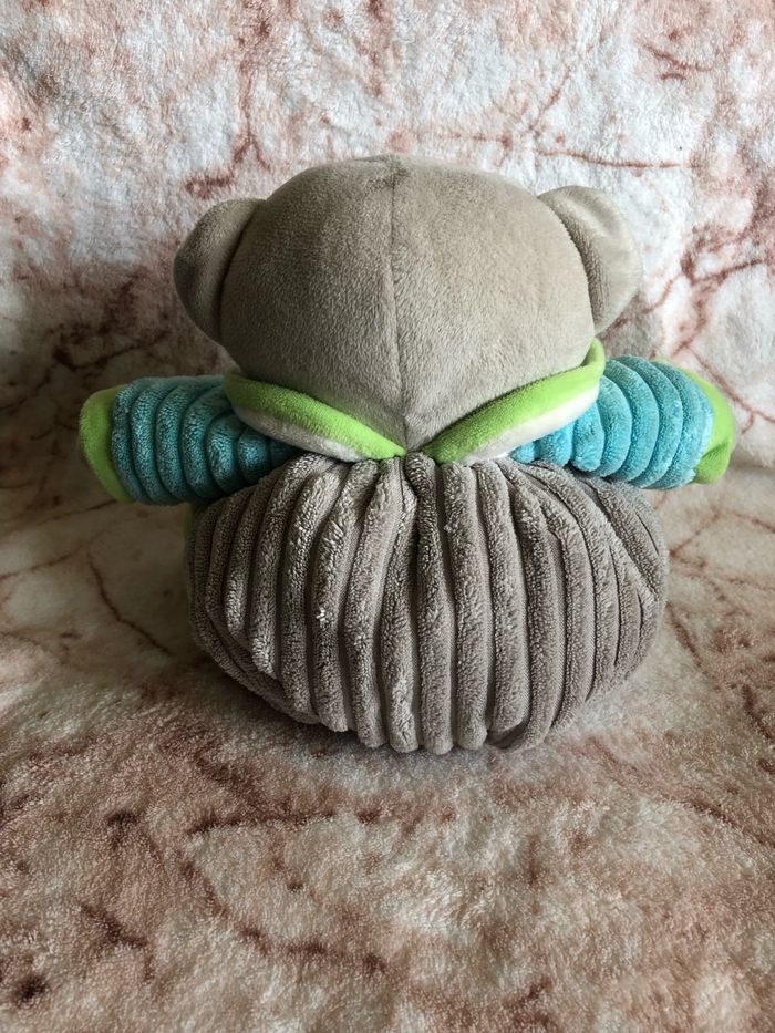 Doudou peluche boule ours gris bleu vert étoile Mes Petits Cailloux - photo numéro 2