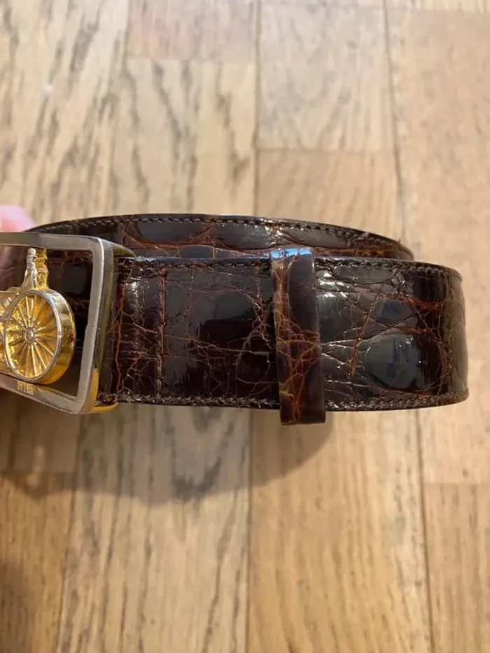 Ceinture en cuir python bordeaux Celine Triomphe vintage taille 80 - photo numéro 4