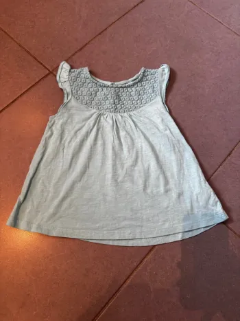 T shirt sans manches avec 1 bouton dans le dos - Okaidi - Turquoise & vert menthe - 6 ans