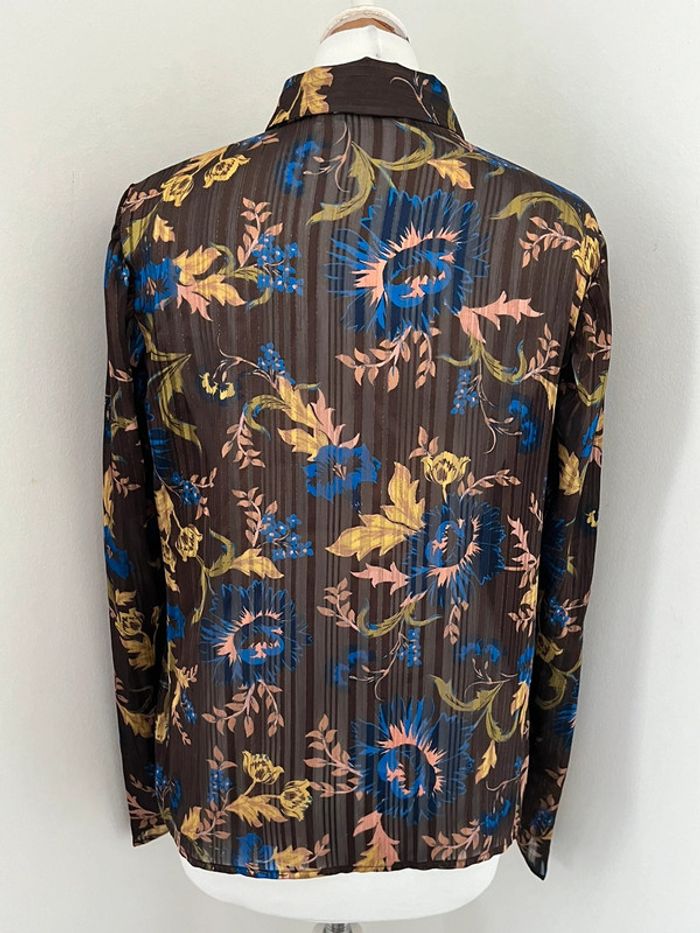 Chemisier marron fleurs bleues Promod M - photo numéro 5