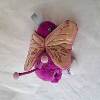 Peluche doudou chenille papillon violet Familipattes Lansay 1999