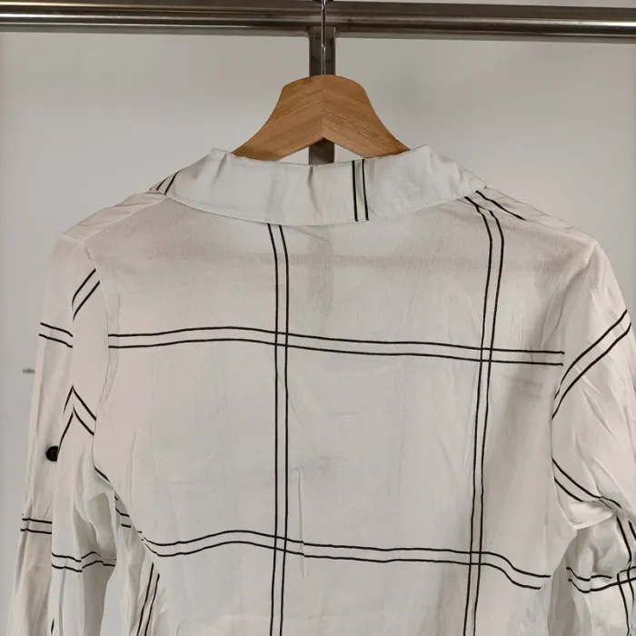 Chemise blanche à carreaux noirs - Taille S - A044 - photo numéro 7