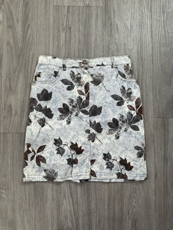 Jupe en jean denim à fleurs Léa Kanth Y2K T38 M