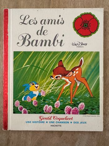 Gentil Coquelicot Hachette - Livre ancien cartonné Walt Disney Les amis de Bambi album