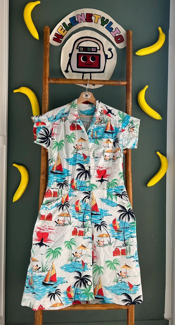 Robe vintage à motifs d’été  90’s taille M