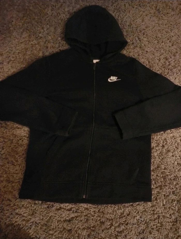 Gilet/zip/ Sweat à capuche Nike noir logo brodé blanc