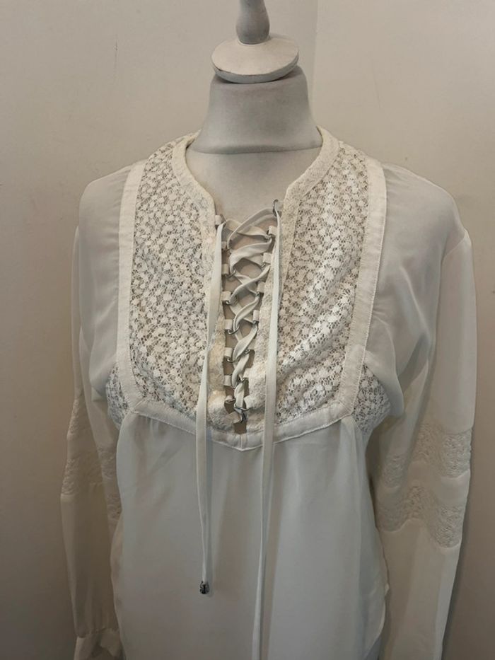 Blouse blanche et dentelle The Kooples XS - photo numéro 3