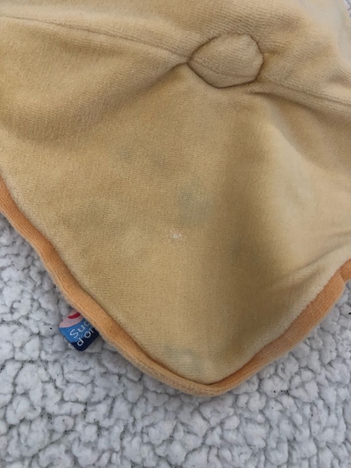 Doudou plat chat jaune orange nez rouge spirale Sucre d’orge - photo numéro 4