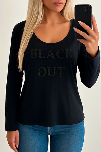 🖤 Jolie haut noir col rond taille Xl.