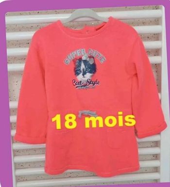 Robe rose fluo imprimé chat Tissaïa Taille 18 mois