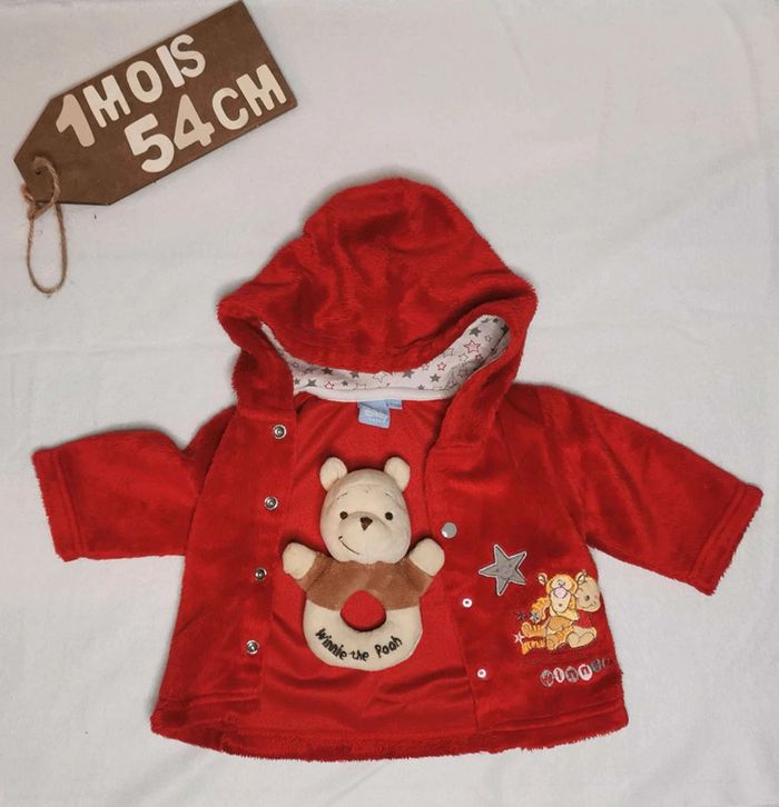 Ensemble Disney  👣 mixte  veste à  capuche rouge et pantalon chaud blanc,  1 mois/54cm - photo numéro 7
