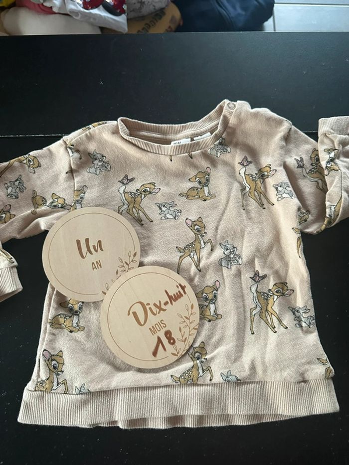 Sweat bambi et papa H&M 12/18 mois