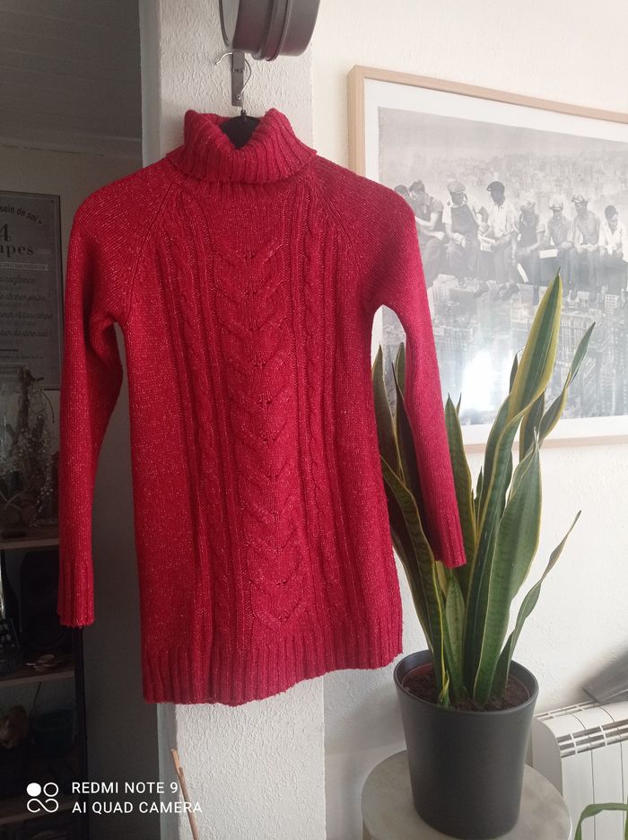 Pull a col roulé In Extenso rouge chiné taille S Tbe