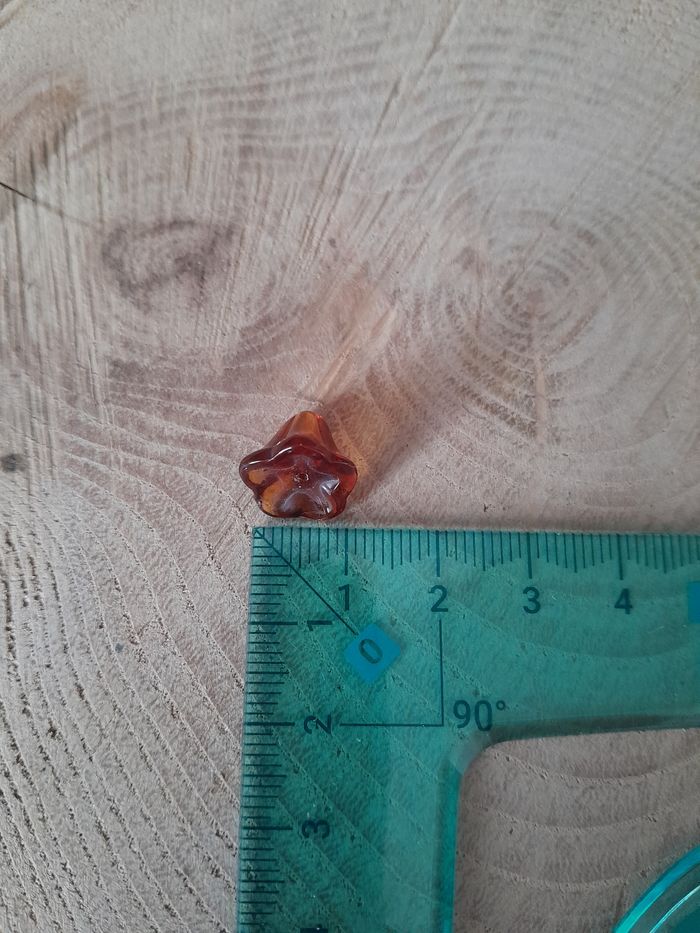 Lot de 50 perles en verre fleurs roses, marron et vertes - photo numéro 8