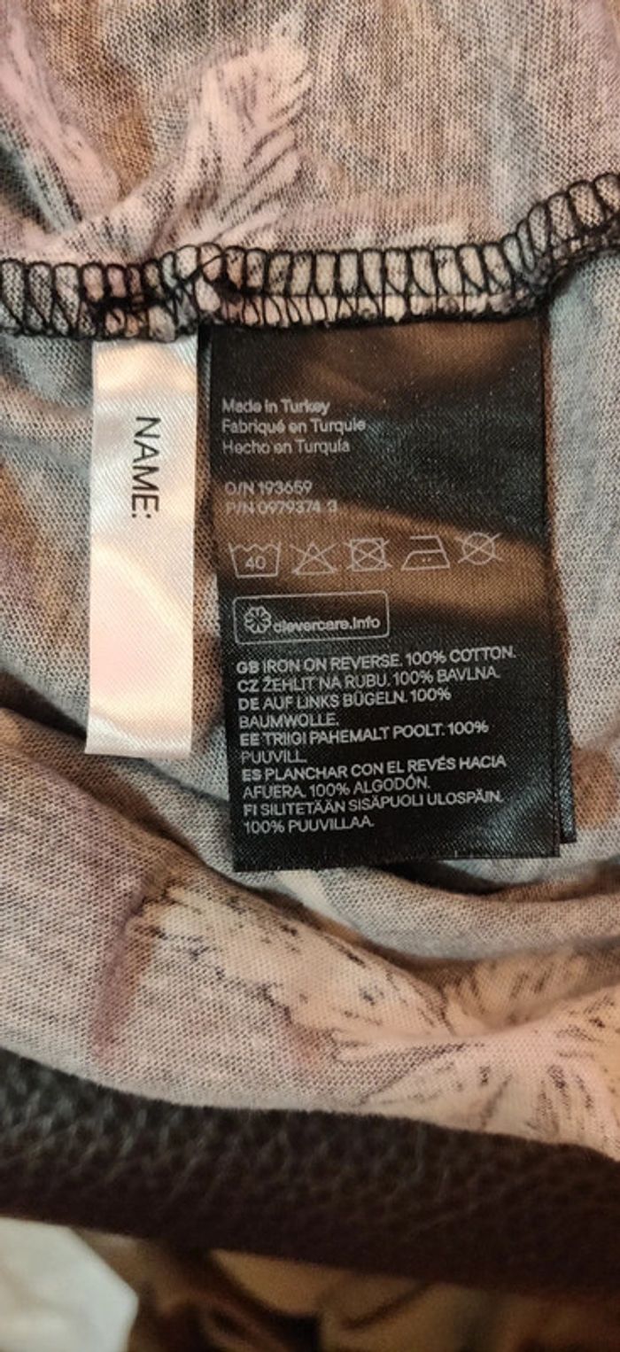 Tshirt mc noir palmiers multicolores H&M 14 ans - photo numéro 4