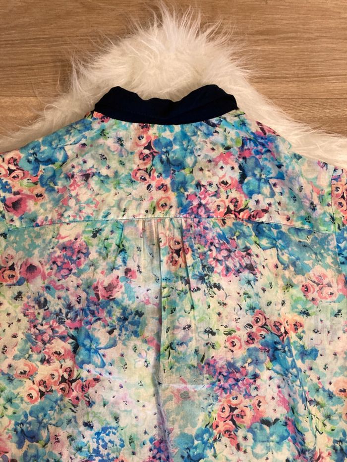 jolie Chemise légère Fleurie bleue Bershka – S / 36 - photo numéro 6