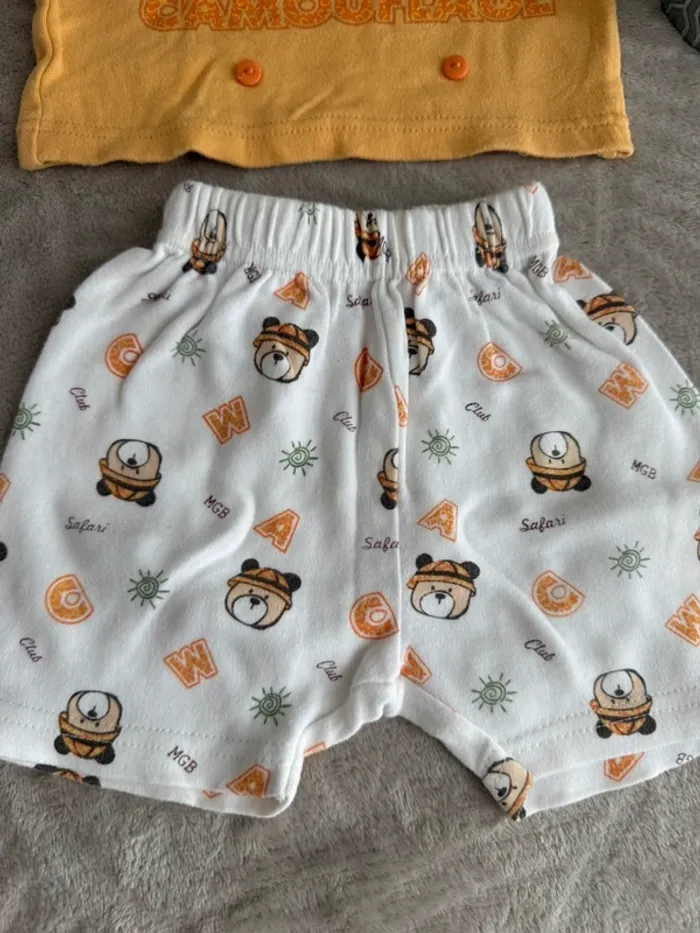 Ensemble bébé été – débardeur et short motif ourson - photo numéro 2