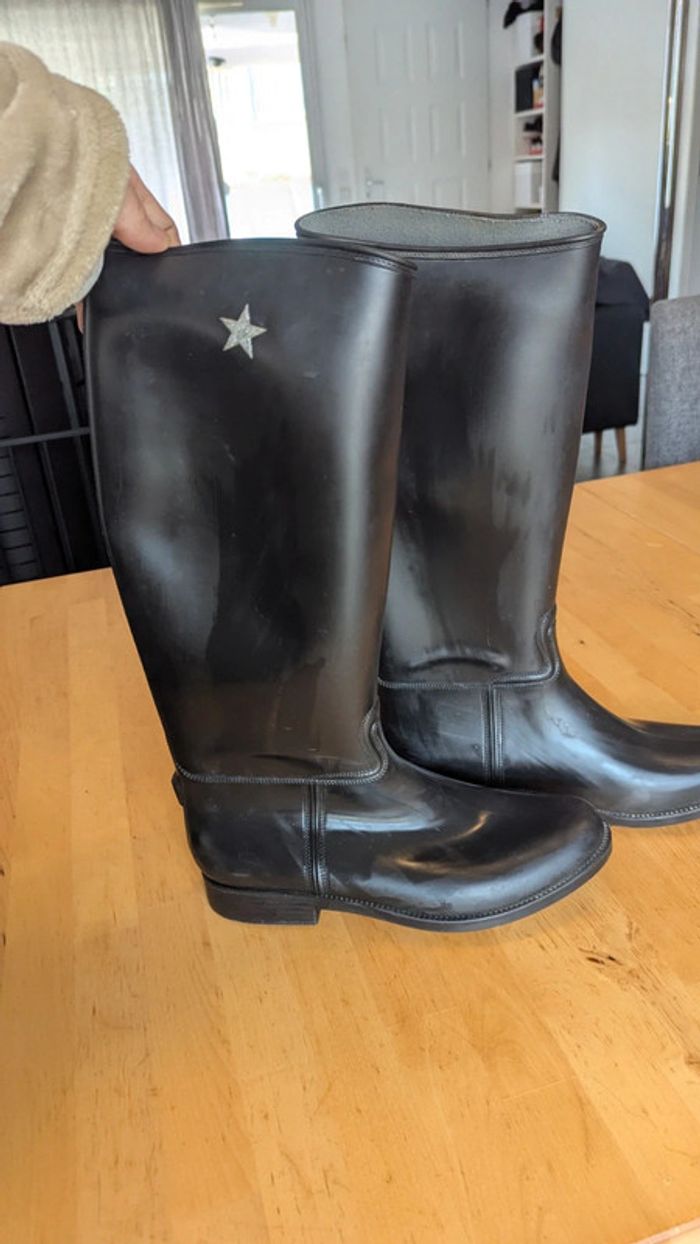 Bottes hautes caoutchouc Texto noir étoile