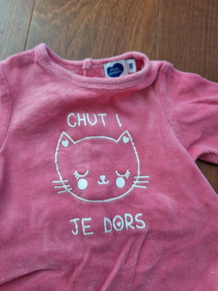 Pyjama rose velours 3mois - photo numéro 3