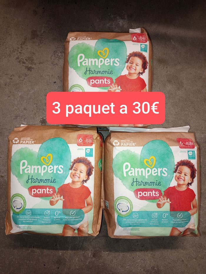 3 paquet de couche Pampers harmonie pants taille 6 a 30€
