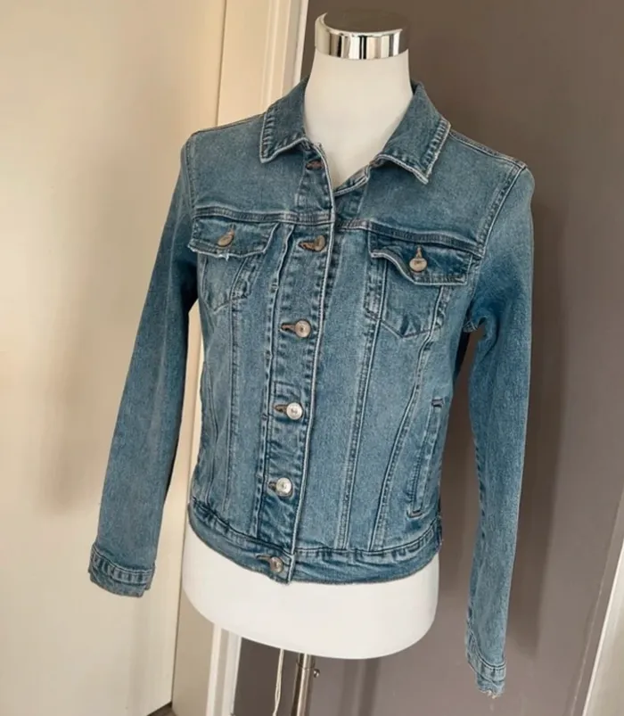 Promod, veste blouson en jean femme, taille 36 bleu clair - photo numéro 5
