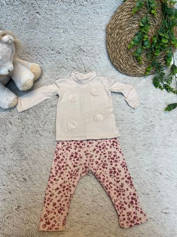 Ensemble legging fleuris et sous pull rose - Kiabi 
