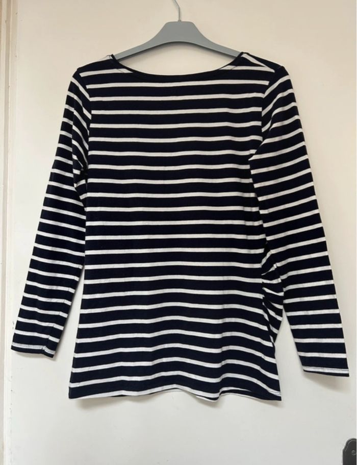 Tee-shirt marinière bleu marine à manches longues - photo numéro 3
