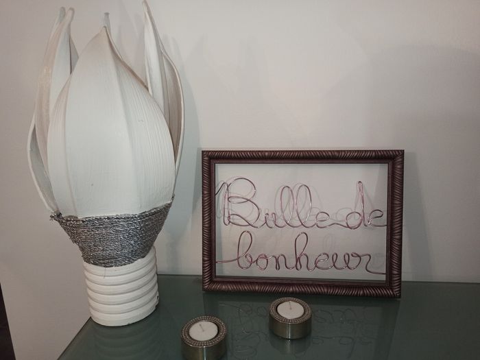 Cadre marron "Bulle de bonheur" fabrication artisanale, en fil de fer - photo numéro 2