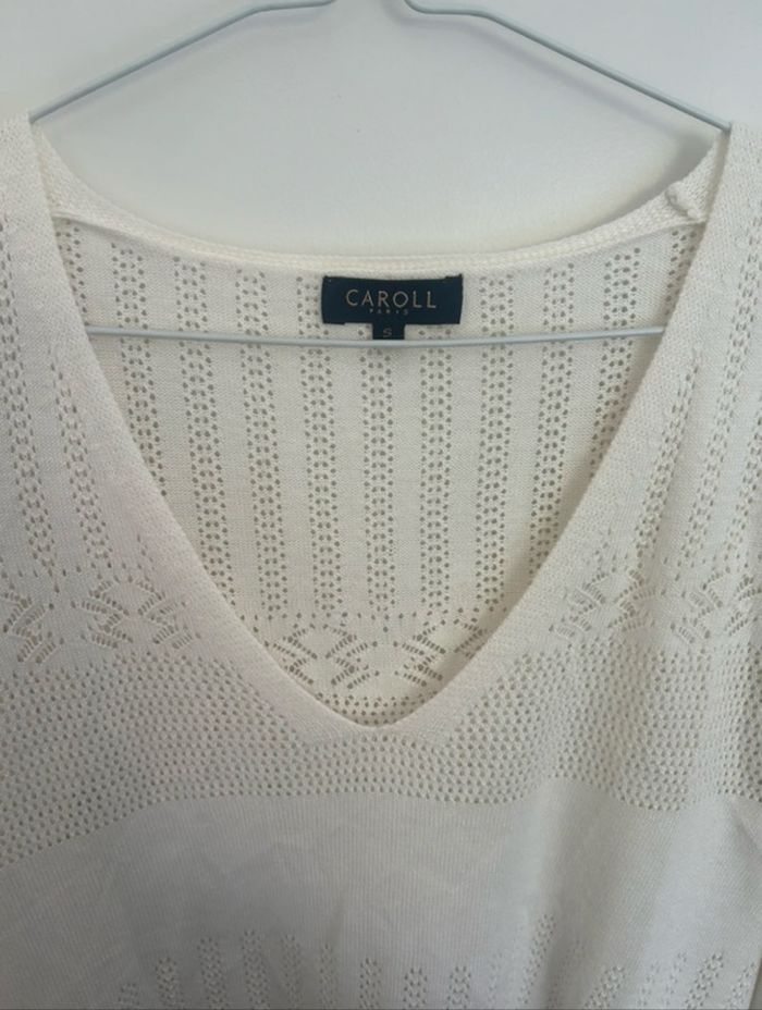 Pull Caroll écru col V Taille S - photo numéro 6