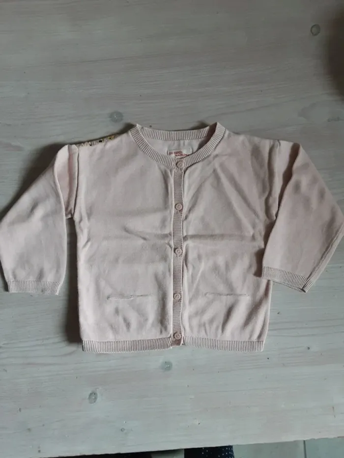 Gilet coton rose pâle joli dos geopard T. 4 ans - photo numéro 2