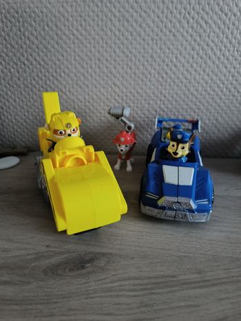 Figurines Pat patrouille Ruben avec moto, Chase avec voiture et Marcus