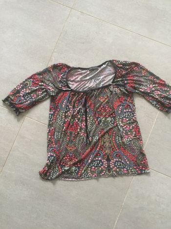 T-shirt blouse à motif floral multicolore 38/40