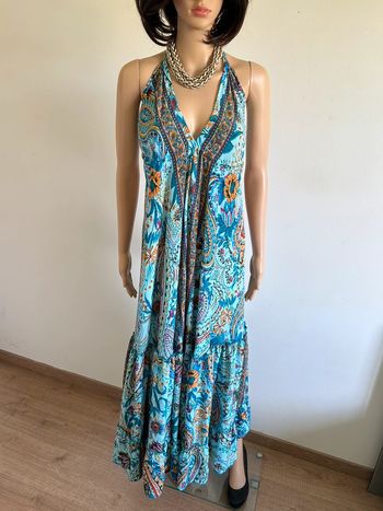 Robe longue neuve en soie avec dos nu Trebol taille S