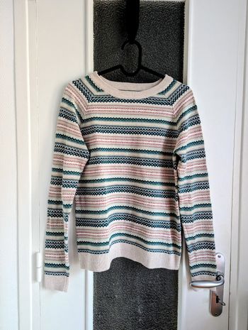 Pull springfield rayé taille 36 rose vert