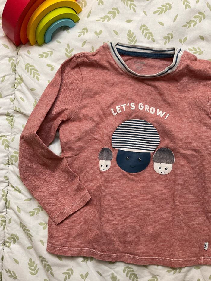 teeshirt manches longues rouge et blanc 36 mos obaibi - photo numéro 5