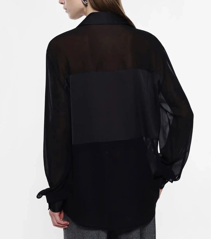 Chemise bi-matière noire - Zara - photo numéro 4