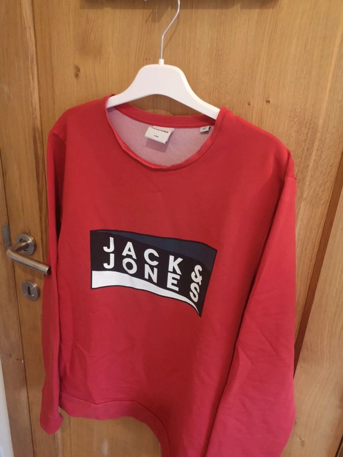 Pull sweat Jack and Jones en rouge imprimé en noir et blanc M - photo numéro 2