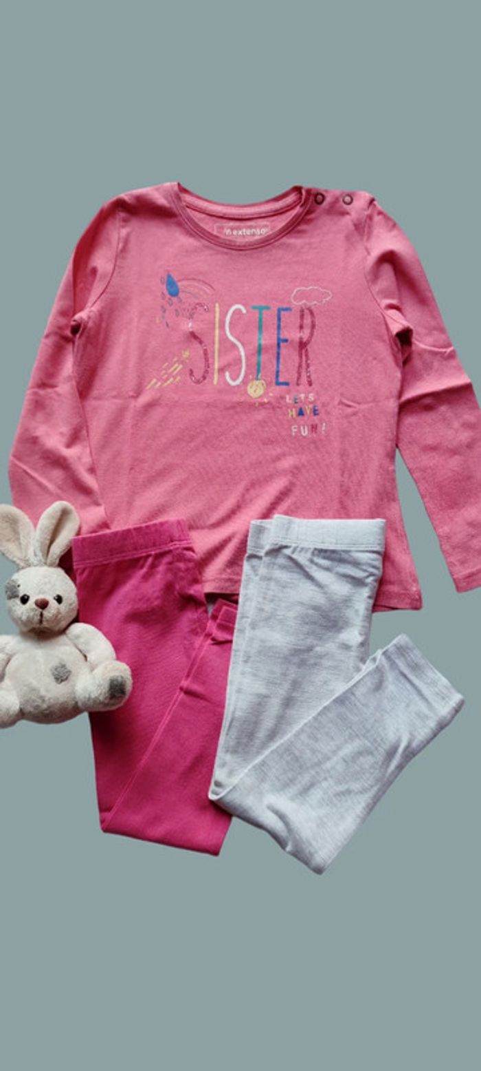 Ensemble tee-shirt + 2 leggings fille - T. 2 ans