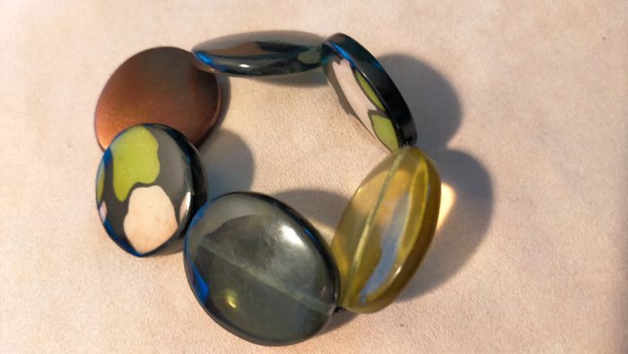 Bracelet élastique – Pastilles colorées & motif abstrait – Collection Terres d’Ailleurs - PMN - photo numéro 2