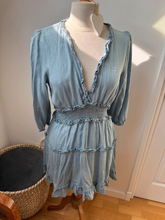 Robe manches 3/4 en coton couleur jean - Kilky - M/L - photo numéro 2