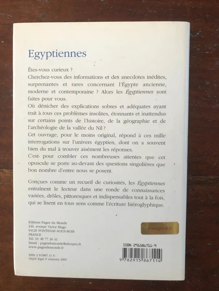 Livre relié "Egyptiennes" de Sydney H.Aufrère - photo numéro 2