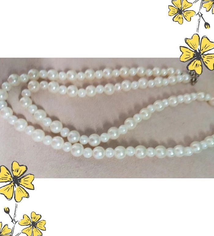 Collier vintage perles blanches effet nacré – Années 80/90 - photo numéro 8