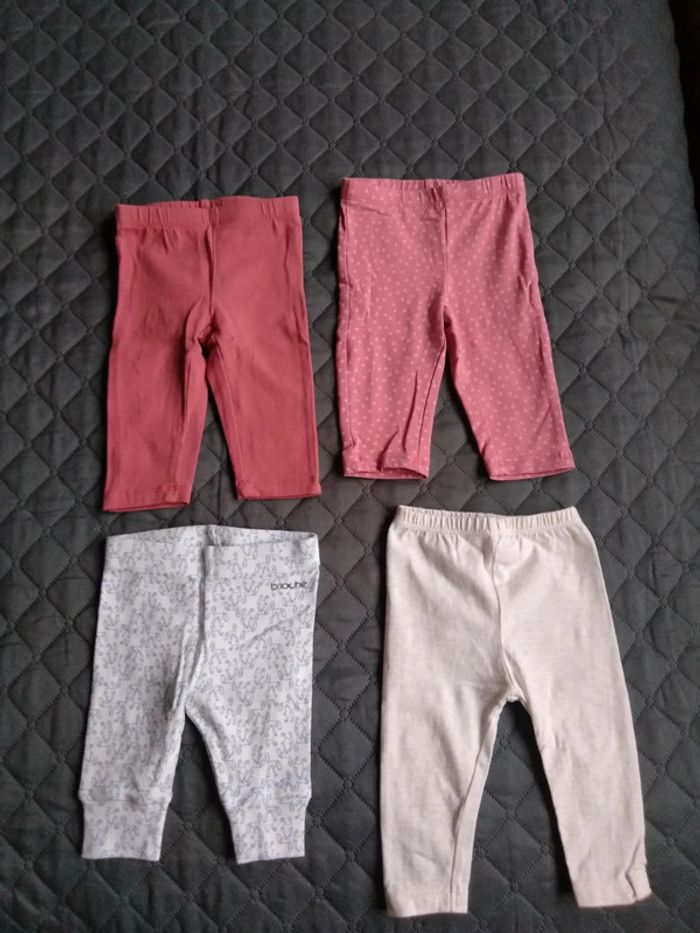 4 leggings ( 2 marque tex dont 1 neuf, 1 marque brioche et 1 marque dpam), taille 3 mois