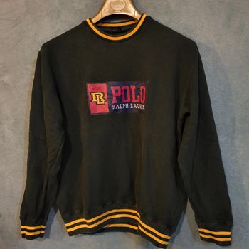 Sweat Crewneck Vintage Vert/Orange 🧥 Polo by Ralph Lauren - Taille L
