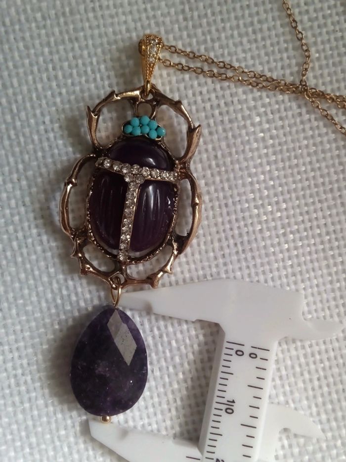 Collier scarabée pierre réversible d'améthyste 💜. - photo numéro 5