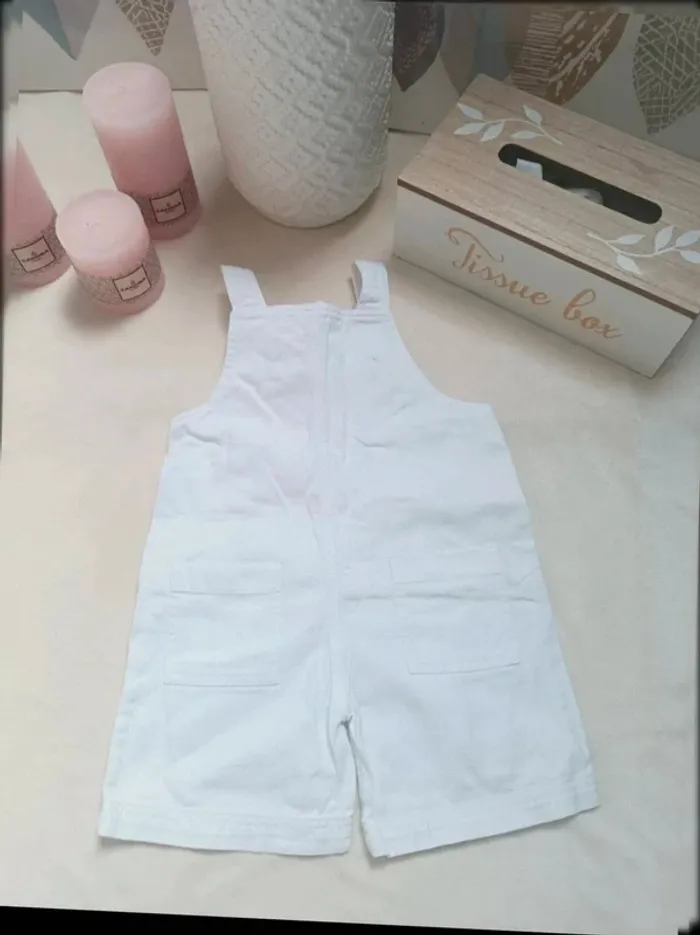 Salopette short blanc Du Pareil au Même garçon 6 mois - photo numéro 3