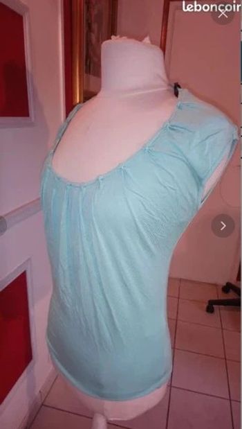 Top t shirt haut d'été neuf t 34 36 bleu clair morgan